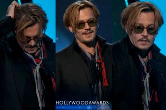 KOMPLETNIE PIJANY Johnny Depp na rozdaniu Hollywood Film Awards! (WIDEO)