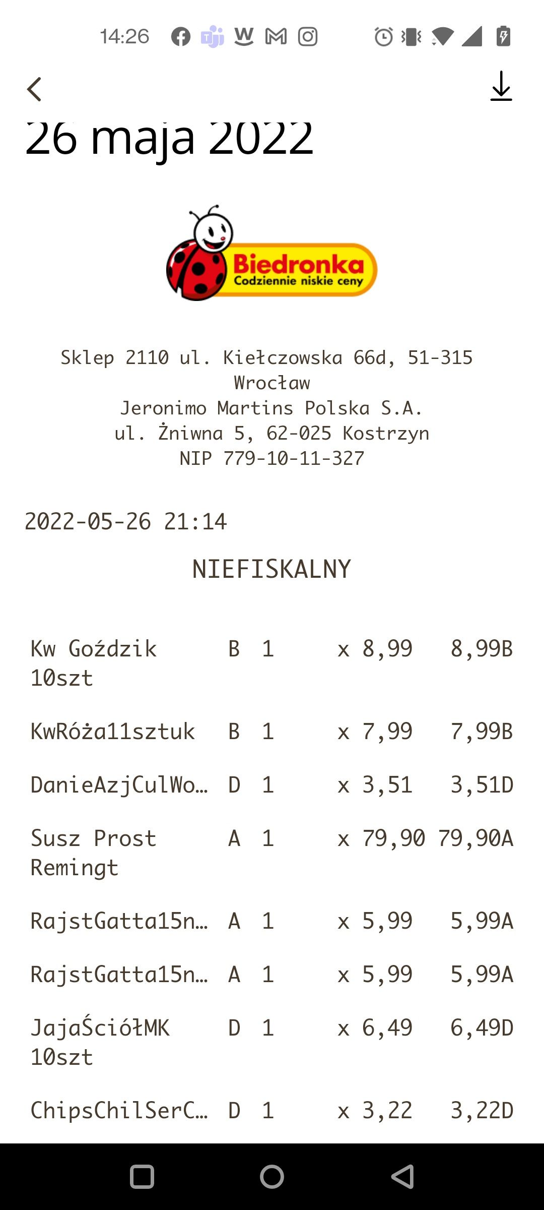 Biedronka: cyfrowy paragon