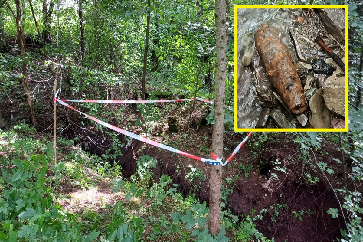 Grybów: spacerowicz znalazł w potoku pocisk artyleryjski z II wojny światowej