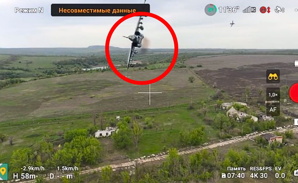 Russian Su-25's dangerous brush with Ukrainian drone caught on camera