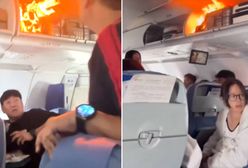 Ogień nad głowami pasażerów. Dramatyczne nagranie świadka