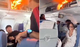 Ogień nad głowami pasażerów. Dramatyczne nagranie świadka