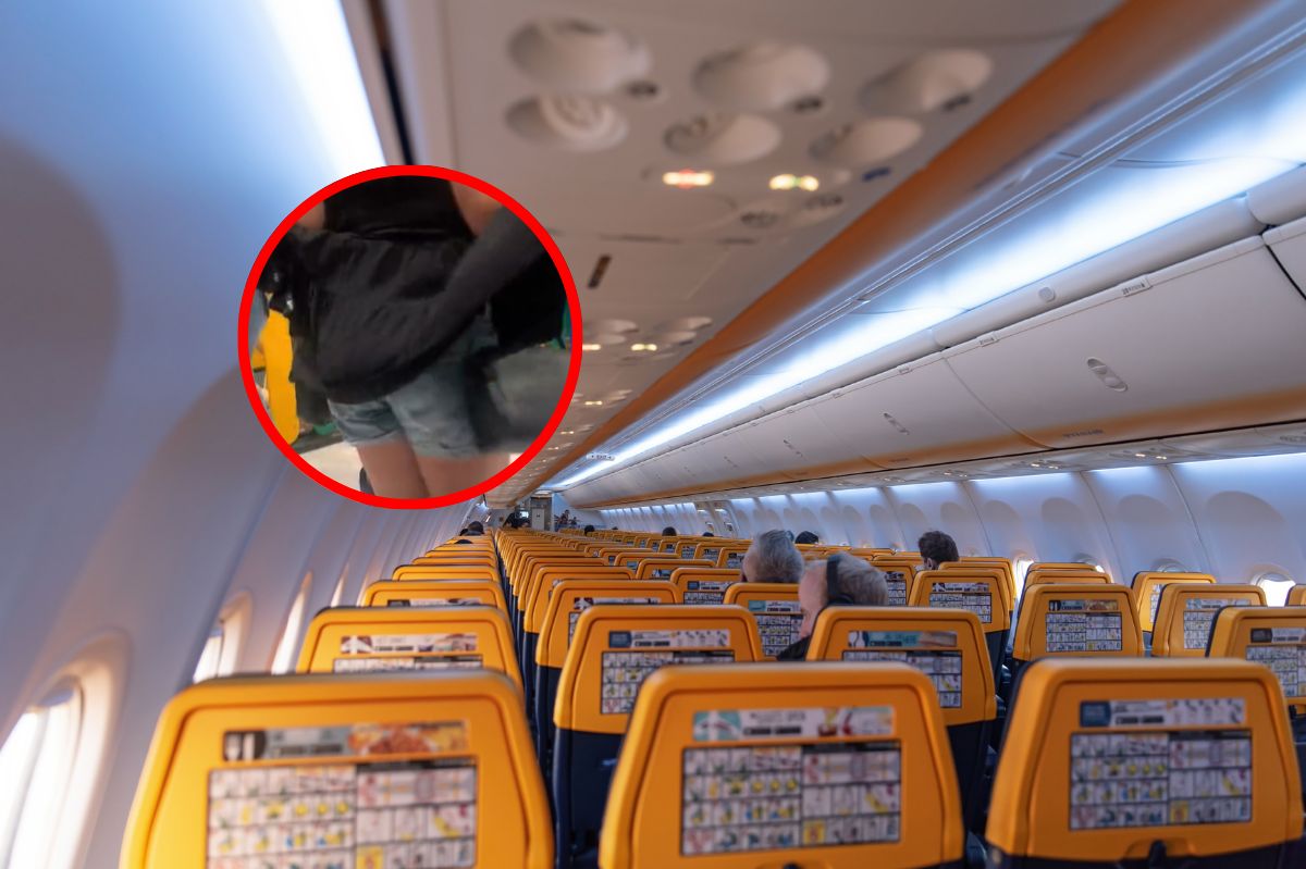 Ingenious traveler hides extra luggage under the dress to avoid fees