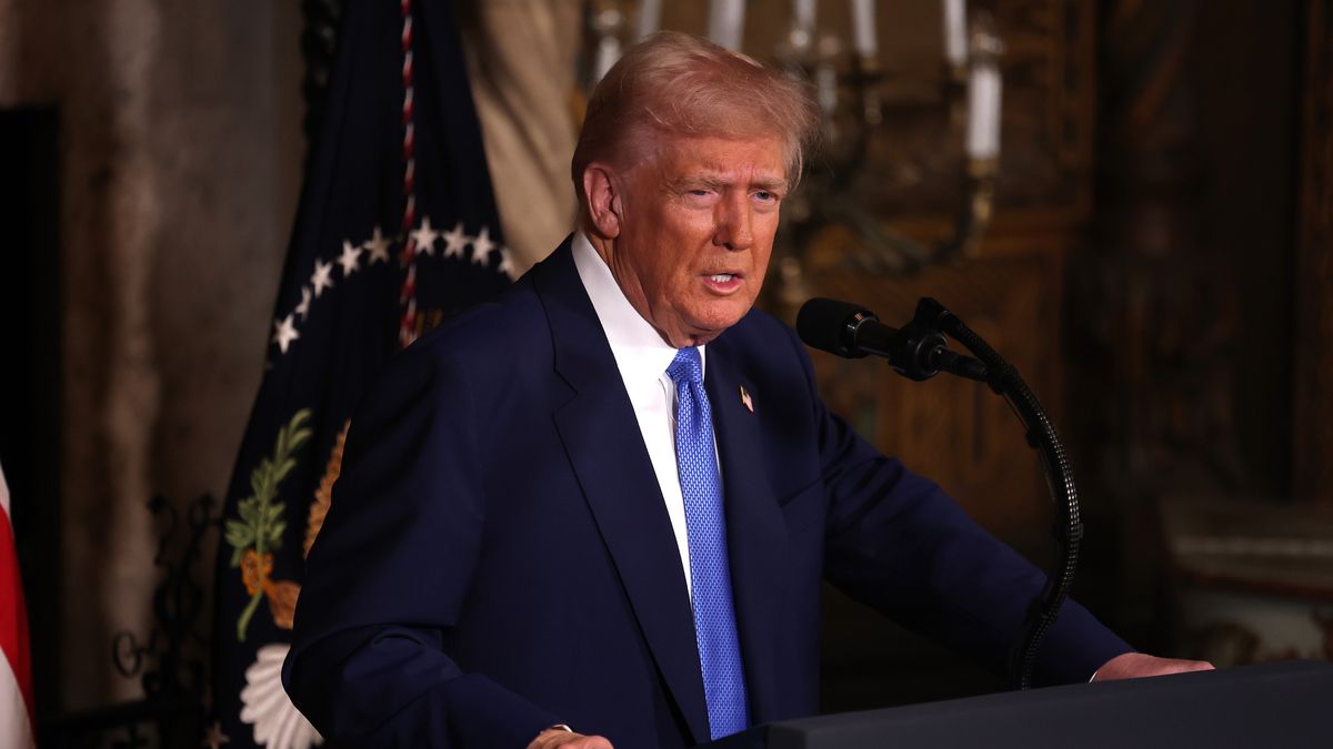 PALM BEACH, FLORIDA - FEBRUARY 18: U.S. President Donald Trump delivers remarks before signing an executive order on expanding access to IVF at his Mar-a-Lago resort on February 18, 2025 in Palm Beach, Florida. Later today Fox News will air a joint interview between President Trump and Tesla and SpaceX CEO Elon Musk. (Photo by Joe Raedle/Getty Images)