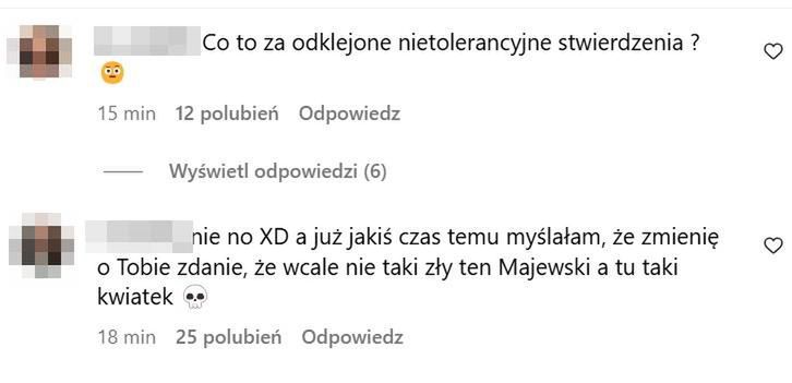 Komentarze pod wpisem Majewskiego 