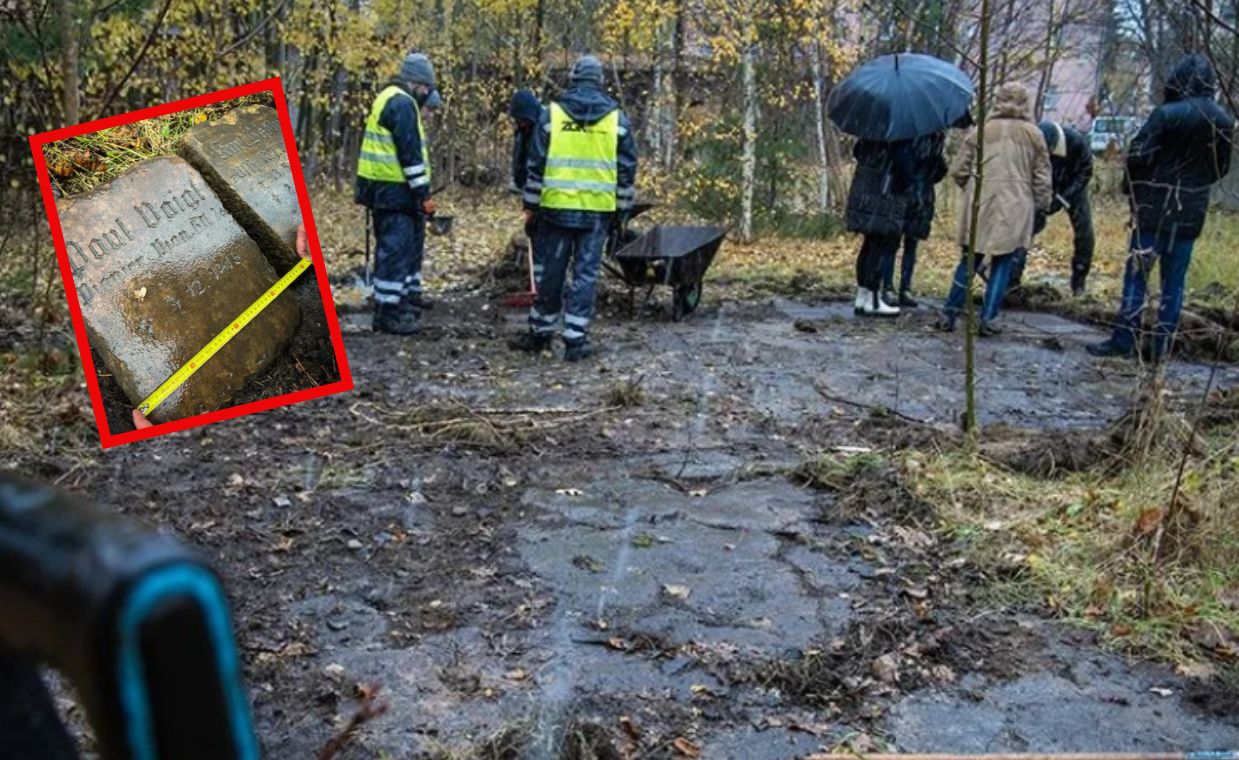 Niecodzienne odkrycie na terenie komendy. Historyczne nagrobki