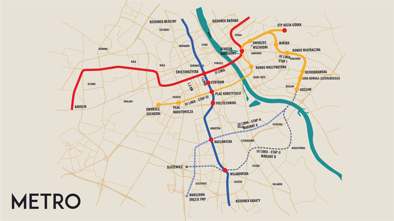 Warszawa. Plan metra