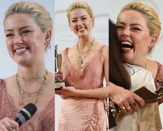 Amber Heard z ODMIENIONĄ TWARZĄ cieszy się z nagrody na dziecięcym festiwalu filmowym (ZDJĘCIA)