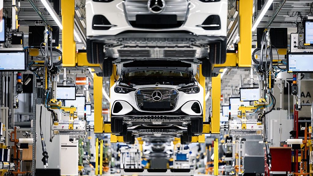 Mercedes-Benz Group AG Opens Extension At Hungary Plant To Produce Electric C-Class Sedans
The production line for the C-Class sedan in a newly opened extension to the Mercedes-Benz Group AG plant in Kecskemet, Hungary, on Monday, July 13, 2026. The company moved some production of the mid-range C-Class sedan to Hungary to tap a cost base executives have said is less than half that of Germany. Photographer: Akos Stiller/Bloomberg via Getty Images
Bloomberg
vehicles, emea, transportation and logistics, best photos, hungarian, vehicle, euro members, business news, city transport, autos, e.u., eu, automotive, cars, automobiles, ev, european, automobile, electric vehicles, best photo, evs, auto, industries