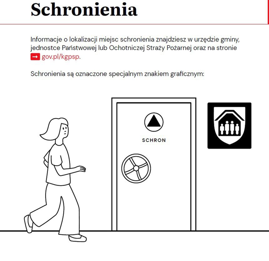 Publikacja radzi, aby dowiedzieć się, gdzie jest schron
