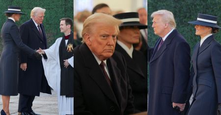 Inauguracja prezydentury Donalda Trumpa. Melania Trump pojawiła się w granatowym płaszczu i kapeluszu podczas mszy w "kościele prezydentów"