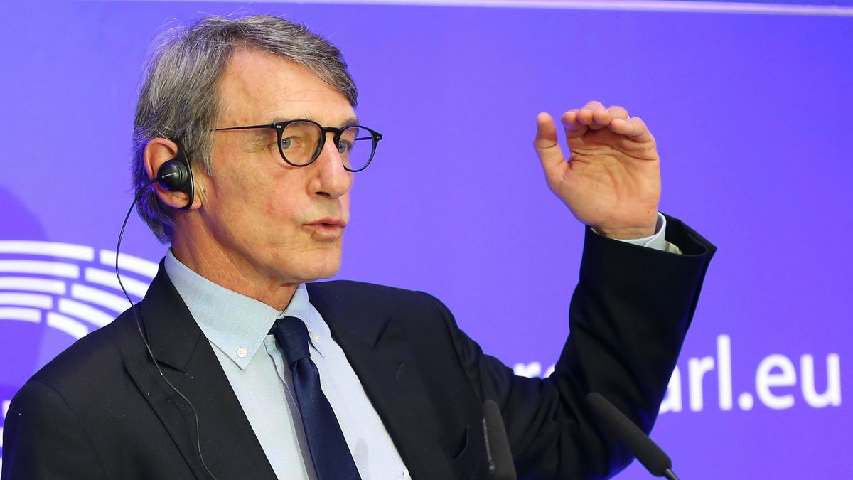 BRUSSELS, BELGIUM - NOVEMBER 21: European Parliament President David Maria Sassoli speaks during a press conference in Brussels, Belgium on November 21, 2019. (Photo by Dursun Aydemir/Anadolu Agency via Getty Images)