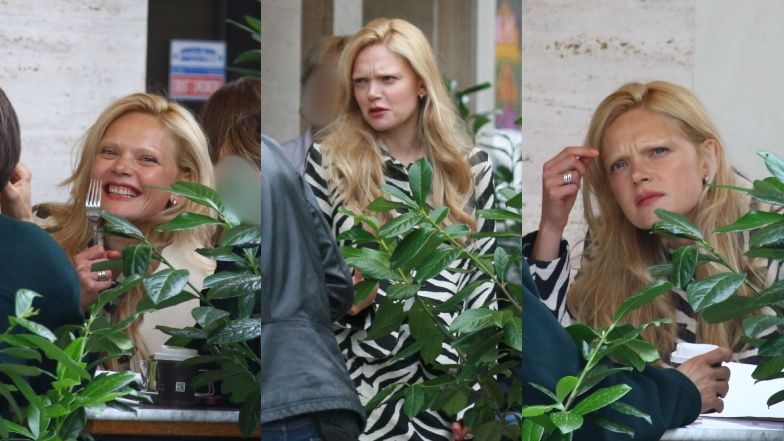 Sandra Drzymalska odziana w zeberkę posyła uśmiechy paparazzi