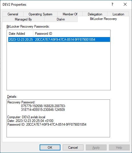 Zapisany klucz BitLocker.