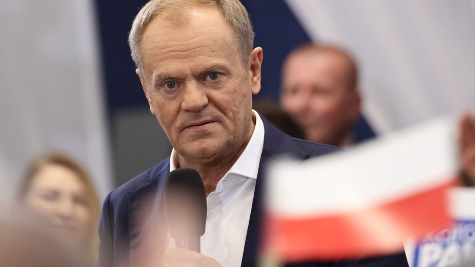 Polish Prime Minister Donald Tusk during the convention ahead of the local government and city mayor elections in Krakow, Poland on April 3, 2024. (Photo by Jakub Porzycki/NurPhoto via Getty Images)