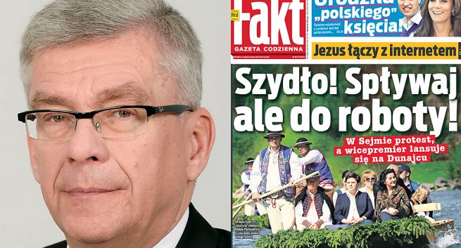 Karczewski nie będzie czytał „Faktu” po okładce nt. spływu Szydło, Gliński krytykuje dziennikarzy „Rzeczpospolitej”, TVN i Polsatu