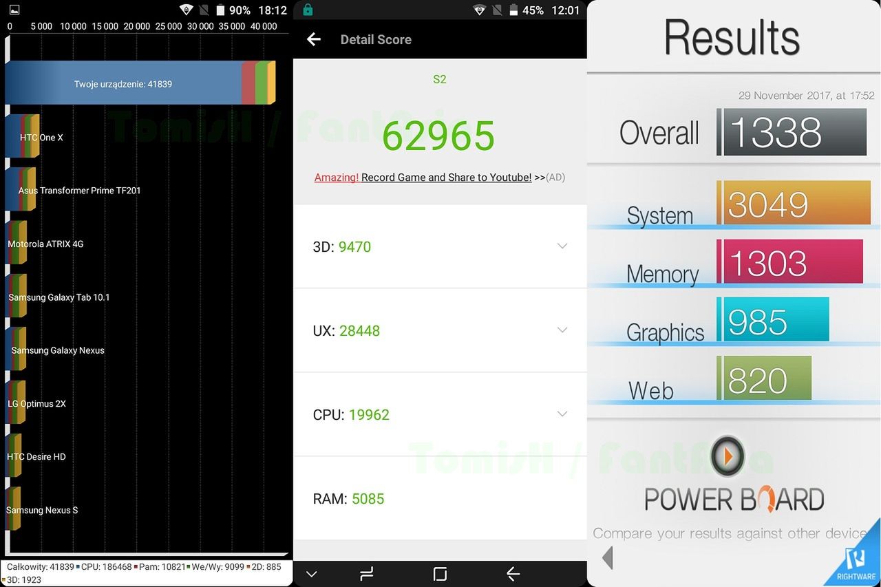 Quadrant Standard Edition, AnTuTu, Basemark OS II