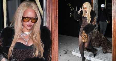 Blondwłosa Rihanna EKSPONUJE DEKOLT w panterkowej mini (ZDJĘCIA)