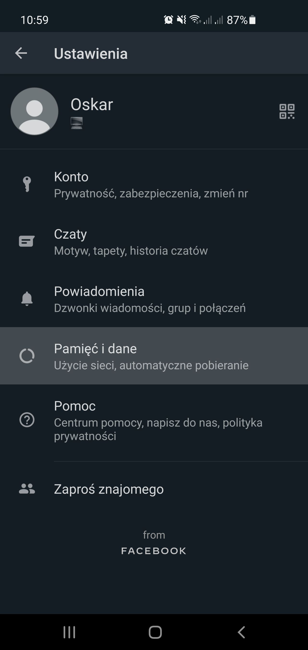 Zarządzanie pamięcią w WhatsAppie