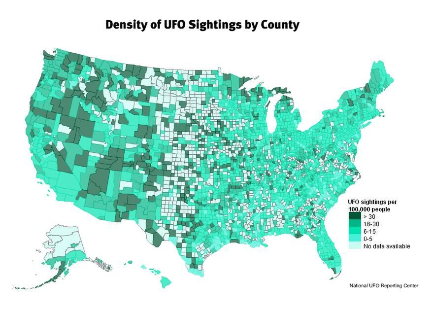 Gdzie najczęściej widywane jest UFO?