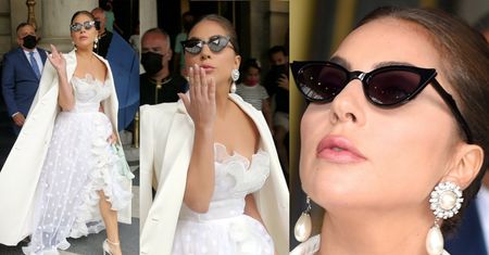 Lady Gaga zadaje szyku w białych falbankach (ZDJĘCIA)
