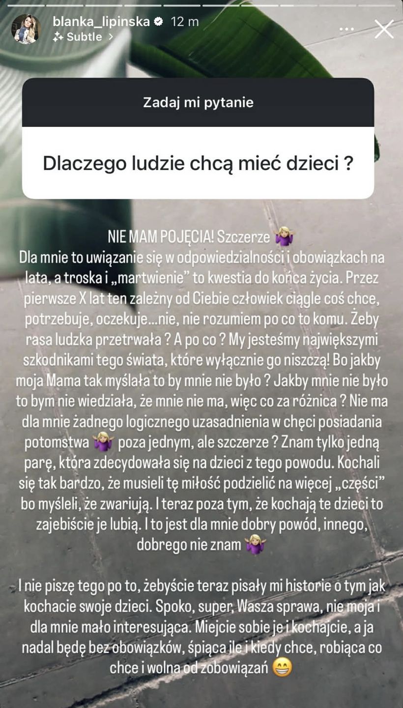 Blanka Lipińska dziwi się, że ludzie chcą mieć dzieci 