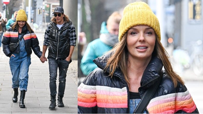 Agnieszka Włodarczyk i Robert Karaś przed studio "Dzień dobry TVN"