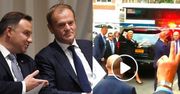Wesoła wizyta Dudów w Nowym Jorku: Andrzej chichocze z Tuskiem, Agata "robi falę" na przywitanie (FOTO)