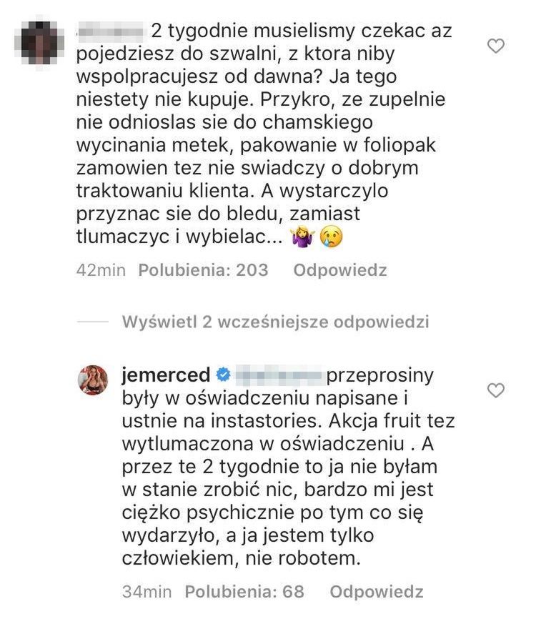 Jessica Mercedes odpowiada na zarzuty w sprawie "afery metkowej"