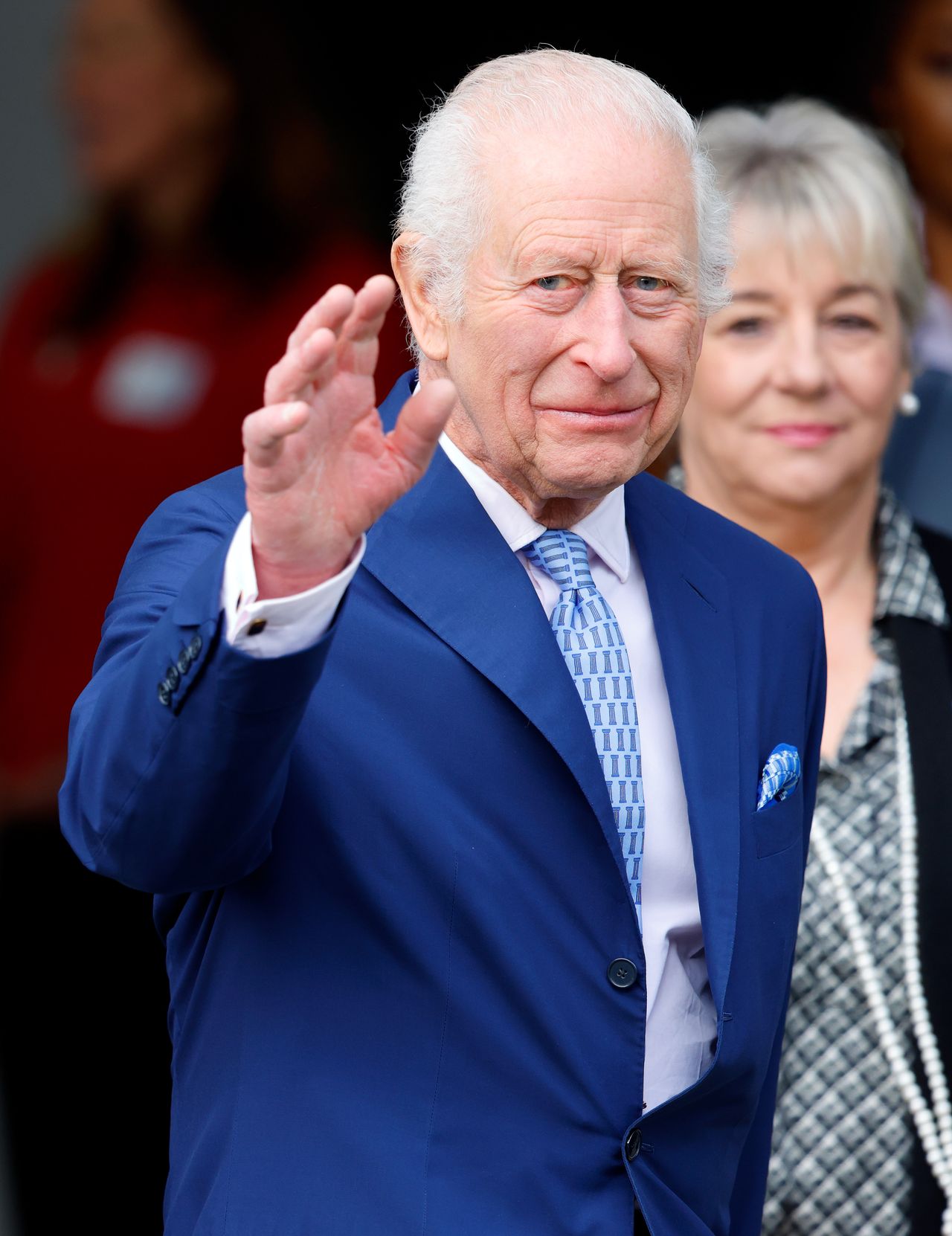 LONDON, UNITED KINGDOM - NOVEMBER 14: (EMBARGOED FOR PUBLICATION IN UK NEWSPAPERS UNTIL 24 HOURS AFTER CREATE DATE AND TIME) King Charles III (who celebrates his 76th birthday today) departs after formally opening the first Coronation Food Hub in Deptford Trading Estate on November 14, 2024 in London, England. The Coronation Food Project, inspired by The King and coordinated by the King Charles III Charitable Fund (KCCF), seeks to bridge the gap between food waste and food need across all four nations of the United Kingdom. The Coronation Food Hubs are major distribution centres designed to save and circulate tonnes of surplus food and are set to transform the ability of charities like FareShare and the Felix Project to support communities in need. (Photo by Max Mumby/Indigo/Getty Images)