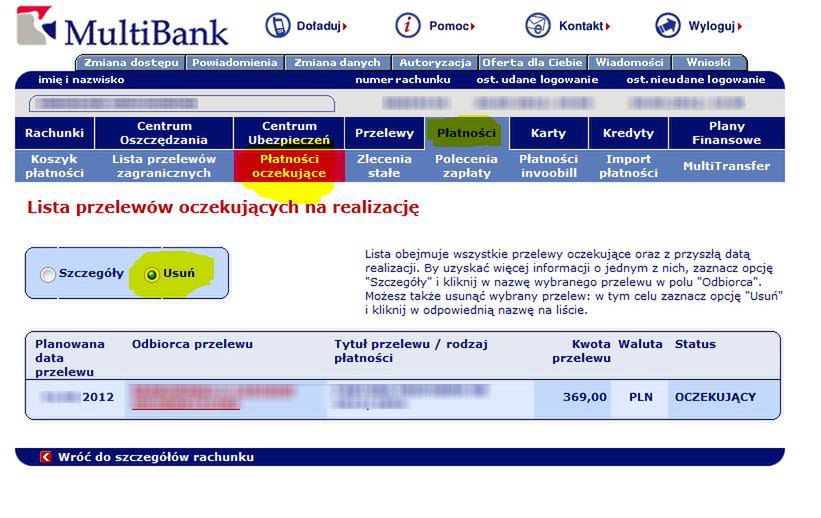 System transakcyjny Multibanku - możliwość wycofania przelewu (Fot. Corporate-Misfire.Blogspot.com)