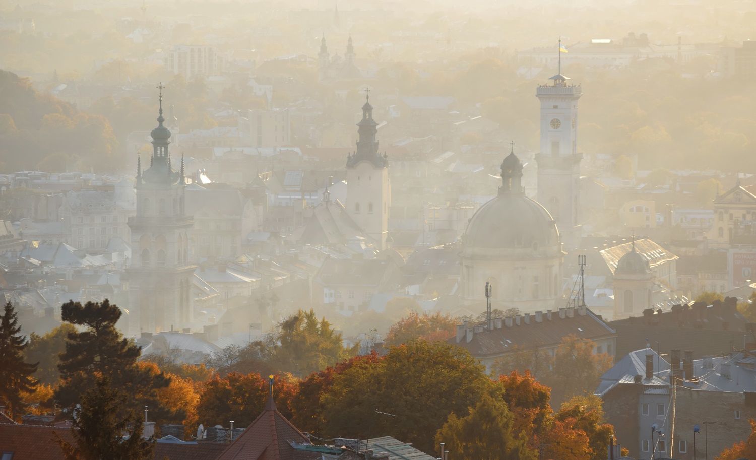 Panorama Lwowa z bazyliką 