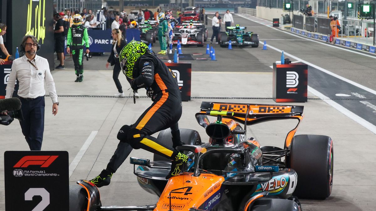 Lando Norris of the UK drives the McLaren F1 Team MCL39 Mercedes during the Formula 1 Etihad Airways Abu Dhabi Grand Prix 2025 at Yas Marina Circuit in Abu Dhabi, United Arab Emirates, on December 6, 2025. (Photo by Alessio Morgese/NurPhoto via Getty Images)