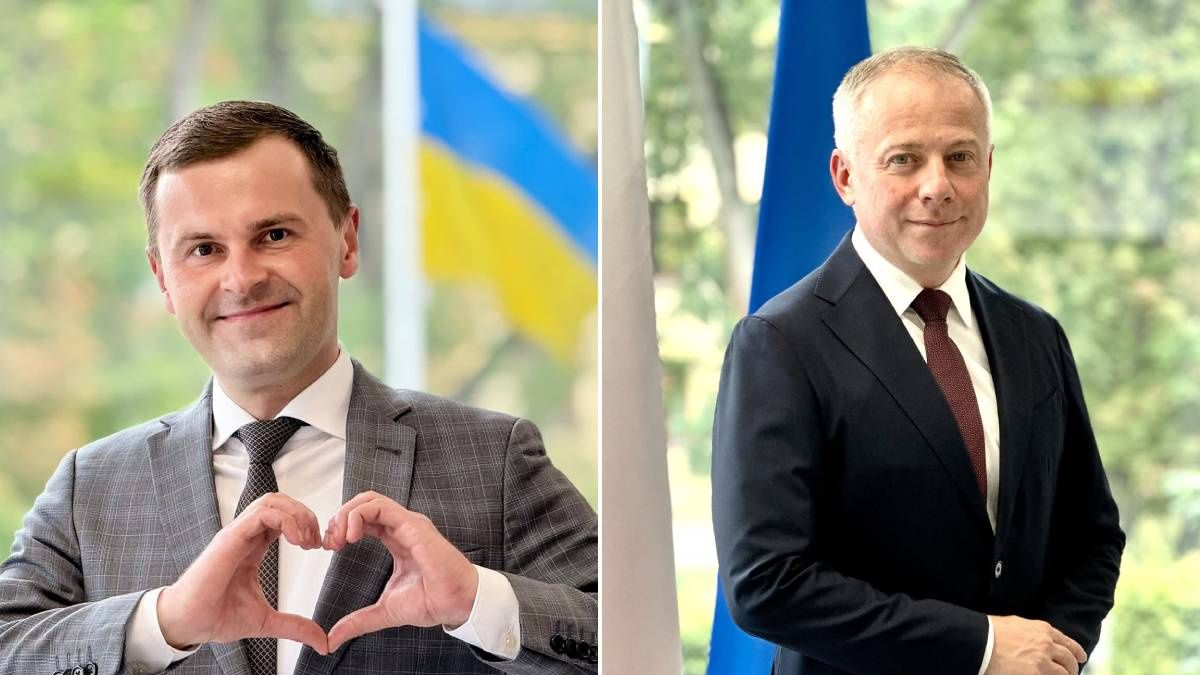 Roman Shepeliak (po prawej) zastąpł Oleha Kutsa (po lewej) na stanowisku Konsula Generalnego Ukrainy w Lublinie