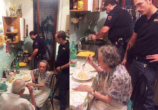 Włoscy policjanci ugotowali spaghetti dla pary samotnych staruszków!