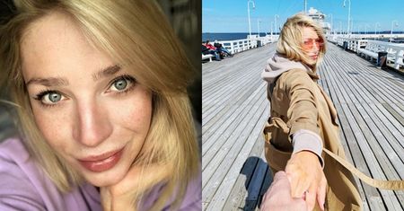 Smagana wiatrem Martyna Gliwińska trzyma się za rękę Z TAJEMNICZYM NIEZNAJOMYM (FOTO)