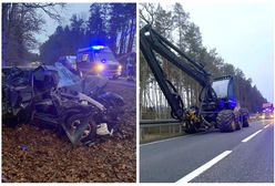 Poważny wypadek pod Bytowem. Dwie osoby trafiły do szpitala