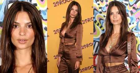 Emily Ratajkowski kusi dekoltem w kusej bluzie