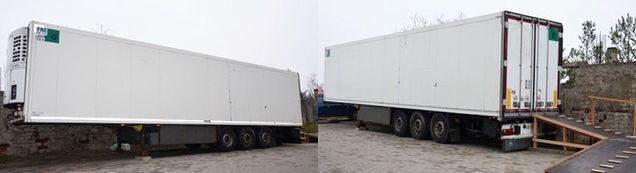 Kostnica w naczepie już bez logo producenta wędlin.