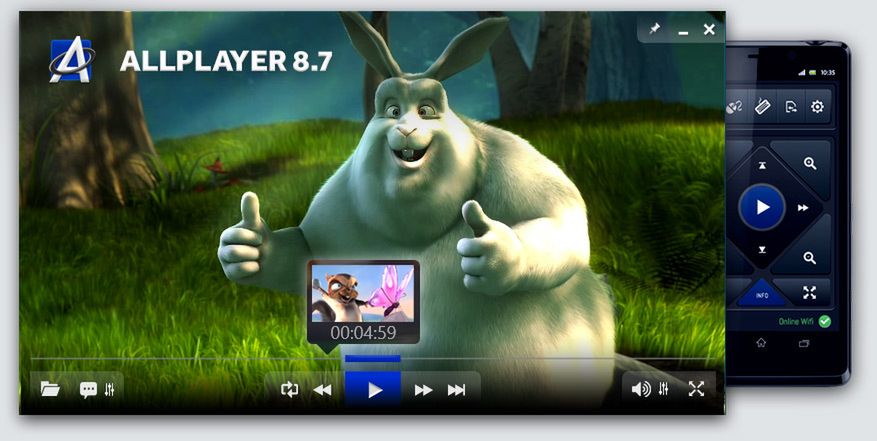 Tak wygląda podgląd podczas przewijania filmu w ALLPlayerze