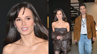 Natalia Szroeder w skórzanym gorsecie przemyka korytarzem na ramówce Polsatu z Sebastianem Karpielem-Bułecką u boku (ZDJĘCIA)