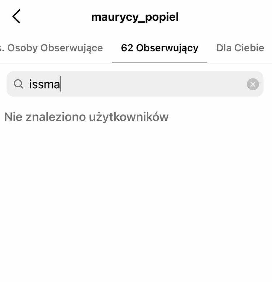 Maurycy Popiel i jego żona nie obserwują się na Instagramie 