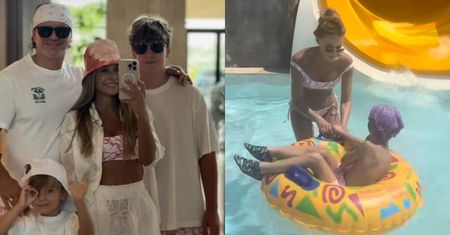 Odziana w bikini Małgorzata Rozenek szaleje z rodzinką w parku wodnym
