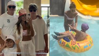 Odziana w bikini Małgorzata Rozenek szaleje z rodzinką w parku wodnym