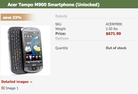 Acer Tempo M900 za 670 dolarów?