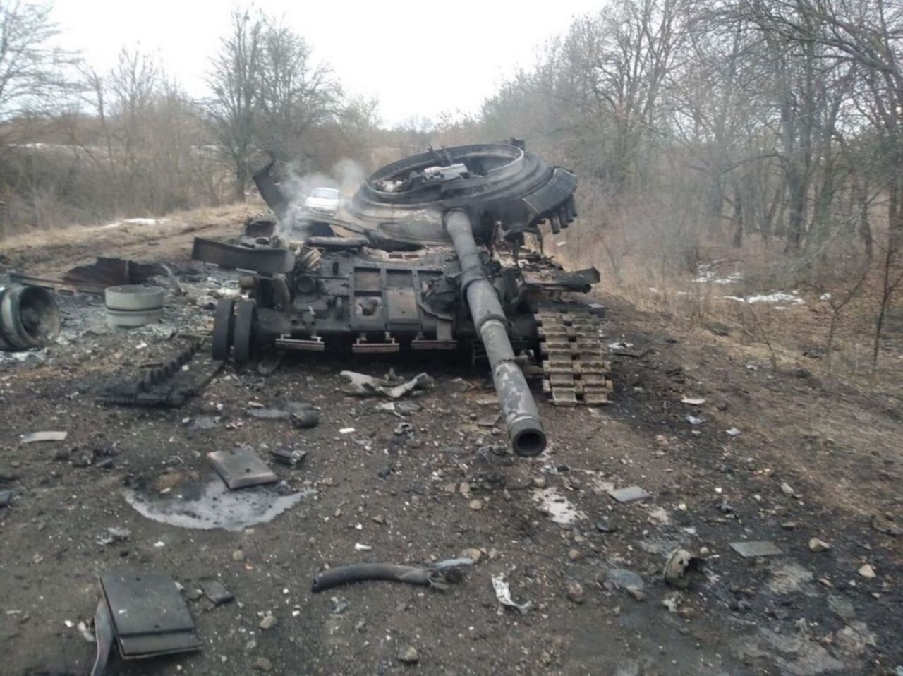 Zniszczony przez Ukraińców rosyjski T-80U