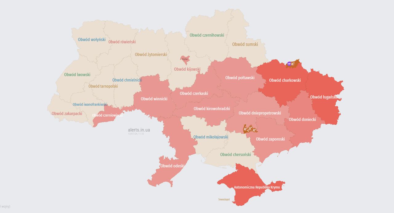 Flight alarms in Ukraine.