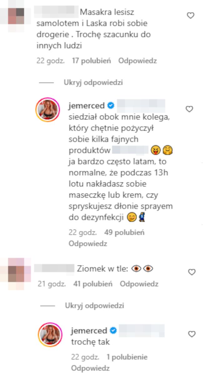 Jessica Mercedes odpowiada na komentarze