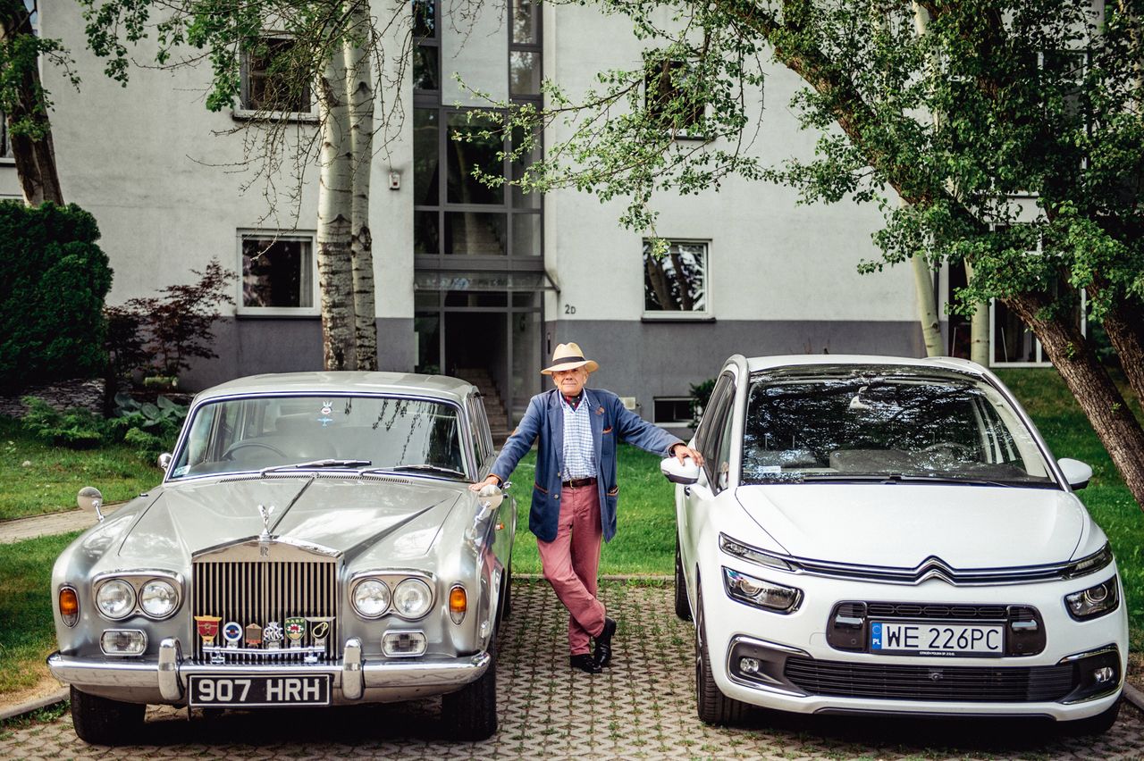 Moran i jego Rolls Royce Silver Shadow z 1974 r. oraz nasz testowy Citroen Grand C4 Picasso, rocznik bieżący