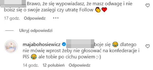 Maja Bohosiewicz odpowiada fance
